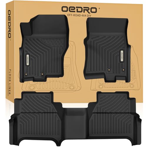 OEDRO Floor Mats Fit for 2022-2026 Nissan Frontier Crew Cab with Under-Seat Storage(Not Fit King Cab) TPE All Weather Custom Fit Floor Liners for Frontier 1st & 2nd Row Car Mats Accessories Black
