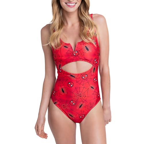 Marvel Spider-Man Womens One Piece Bathing Suit UPF 50+ Red Small