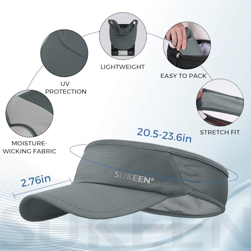 Image of Sukeen 3 Pack Sports Sun Visor Men Women Lightweight Packable Cooling Stretchy Visor Hat for Running, Tennis, Golf