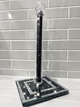 Crushed Diamond Crystal Diamante Freestanding Chrome Paper Towel Roll Holder, 31cm, Black Silver