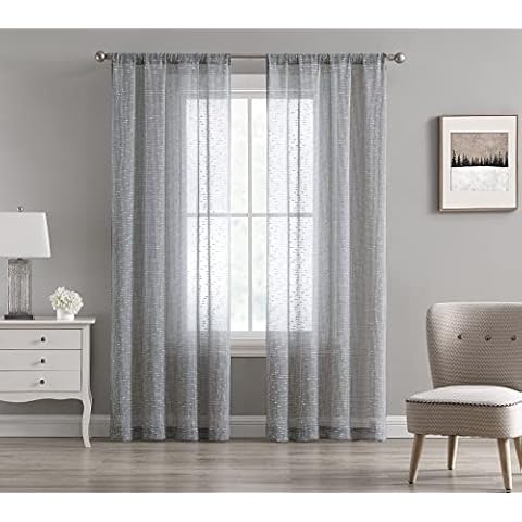 Beatrice Home Fashions Cleo Window Curtains, 84", GRAY Cover