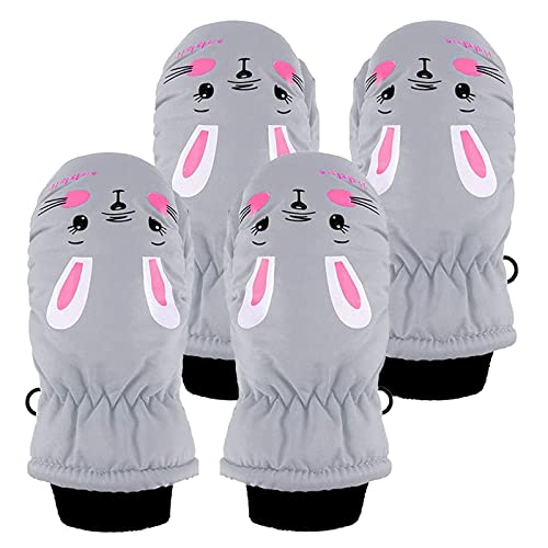 Gants de neige pour enfants - Gants d'hiver - Gants d'hiver - Gants en tricot - Moufles en polaire - Sport - Imperméable - Chaud pour 1-6 ans - Garçons filles - Pour l'extérieur, gris, taille unique Cover