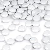 DomeStar 2LB White Flat Glass Marbles, Decorative Marbles for Vases Aquarium Pebbles Fish Tank Rocks Vase Fillers DIY Crafts Table Scatter Decor