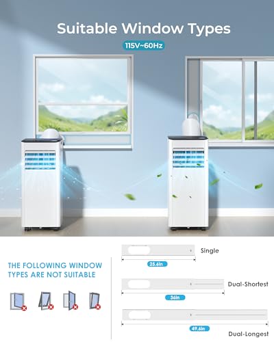 EUHOMY 8,000 BTU Portable Air Conditioners, 4-in-1 Portable AC Unit Up to 350 Sq.Ft, 4 Modes Quiet Air Conditioner with Remote Control, Cool, Fan, Dehumidifier, 24H Timer, Bedroom, Office, Apartments