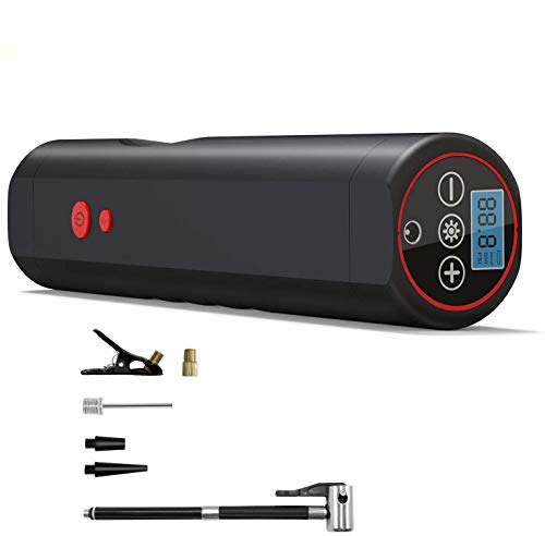 HUNDA Compresor de Aire Portátil 120 PSI 20L/MIN Mini Bomba de Inflado Eléctrica con Indicador de Presión LCD Digital para Balones Neumáticos de Moto Bicicleta, Negro