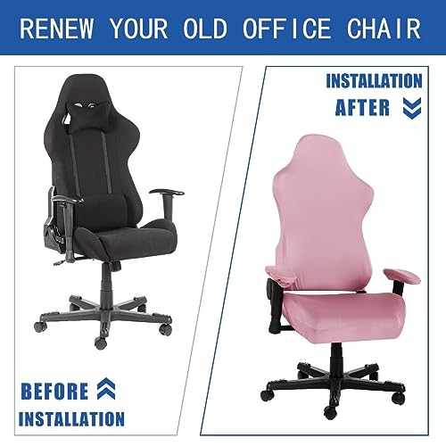 Image of SARAFLORA 2 Pack Gaming Chair Cover, Stretchable Computer Cover Removable Office for Armchair, Swivel Chair, Boss Spandex Slipcovers, Pink (BGYT-M2-Brown)