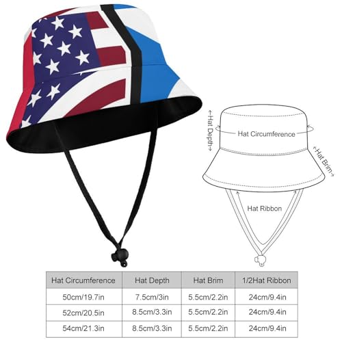 American and Panama FlagChildren's Bucket Hat for Boys and Girls, Breathable Summer Beach Hat52cm2