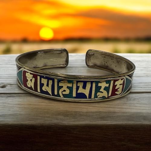 Tibetan Buddhist 7 chakra copper bracelet | Cuff Bracelet Bangle | Spiritual Jewellery Mantra | Handmade in Nepal - Ideal for Gift2