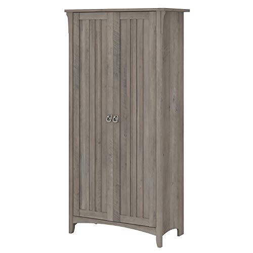 Bush Furniture Salinas Tall Storage Cabinet with Doors in Driftwood Gray, Office Storage Unit, Organizer for Home or Workspace, Adjustable Shelving