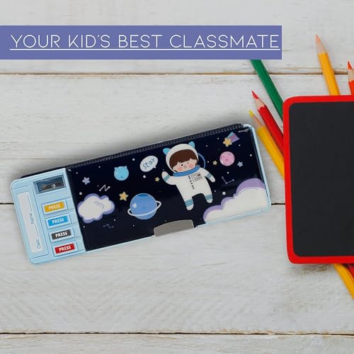 Image of DEOXY Plastic Multifunctional for Kids,Space for Boys,Pencil Box for Boys & Girls,Magnetic Pencil Box,Pop Up,Space Theme S for Kids-Brown (KBX-7069AT)