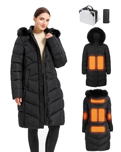 CPZDAZX Heated Jackets for Women, Womens Heated Jacket with 10000mAh Battery Pack, 8 Heat Zones, Winter Coats for Women