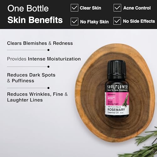 Soulflower Rosemary Essential Oil for Hair Growth, Hair Fall Control, Hair Nourishment & Strengthening, Skin Care | Clinically Proven and Ecocert Certified Organic | 100% Pure & Natural Undiluted | 10ml (Without Dropper) - Image 4