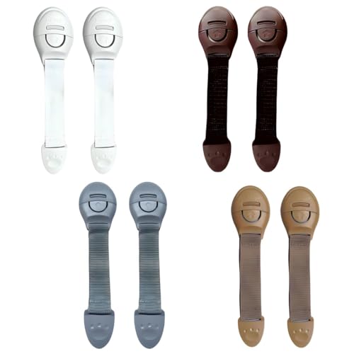 Image of KidDough Furniture Safety Locks for Kids - Pack of 2 White + 2 Brown + 2 Beige + 2 Grey Child Locks, for Drawers, Cabinets, Fridge, Cupboard, Strong and Adhesive Safety Locks