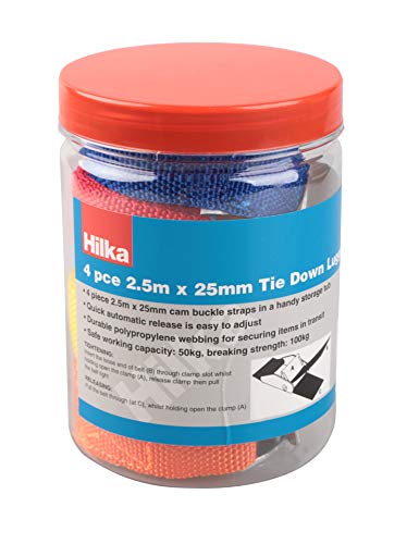 Hilka outils 84042525 4 PCE Lot de sangles à bagage 2.5 m X 25 mm Cover