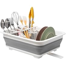 Tiawudi Collapsible Dish Drying Rack, Pop Up Dinnerware Drainer, Portable Plate Organizer for Kitchen RV Campers Travel Trailer, Space Saving Kitchen Storage Tray