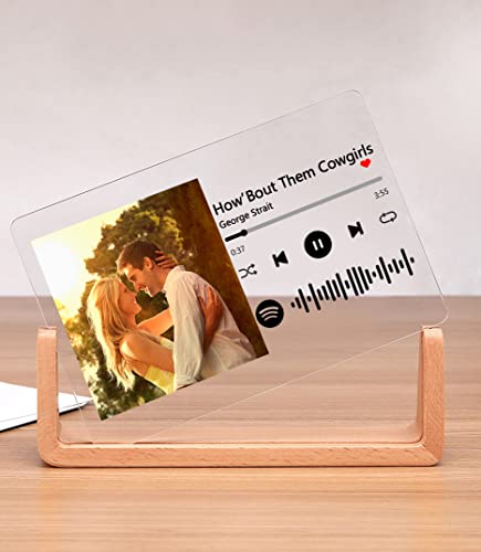 SJXYOYDS Custom Spotify Sign Acrylic Art - Scannable Spotify Code Music Sign - Custom Photo Song Album Cover Suitable For Mother'S Day Valentine'S Day (cross-section)