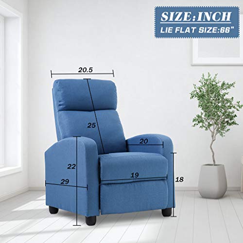 Image of BestMassage Recliner Chair with 2 Point Massage Function | Textile Blue