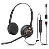Arama Auriculares USB con micrófono para PC, auriculares de computadora, cancelación de ruido, control de volumen ajustable, 4.26 onzas, cable ligero de 78.74 pulgadas de largo, para laptop, negocios