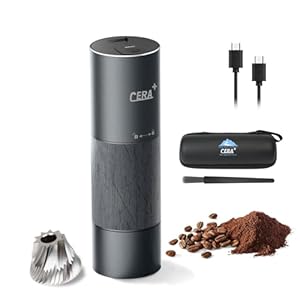 CERA+ Portable Burr Coffee Grinder Electric Espresso Grinderring Machine Suitable for Travel,Camping with Bag,Ideal Gifts for Birthday,Valentines Day, Blue