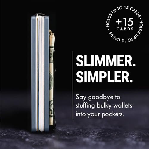Image of Mountain Voyage Co Minimalist Wallet for Men & Women - Slim RFID Wallet, Scratch Resistant, Credit Card Holder & Money Clip, Easily Removable Money & Cards, (Gunmetal Titanium)