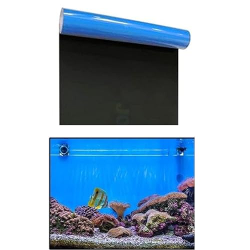 Image of Aquarium Fish Tank Background Sticker Poster for Aquarium Background Black Color 2 Feet Height & Length (Blue)