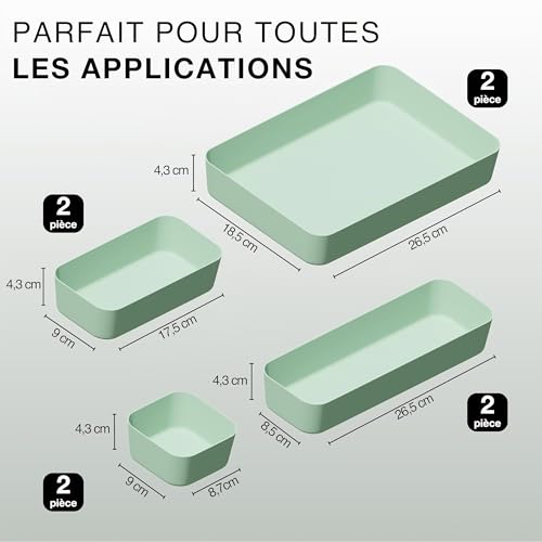 Organisateur tiroir 8 boîtes 4 tailles antidérapant VMbathrooms