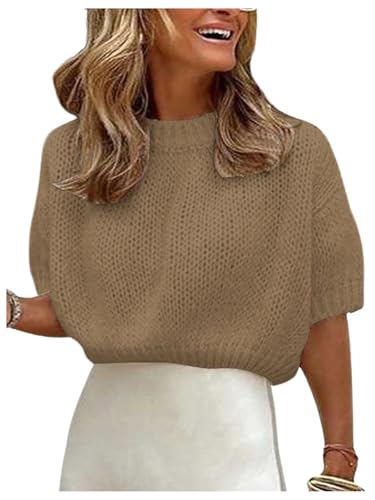 Image of GORGLITTER Women's Puff Short Sleeve Crop Cropped Sweaters Top Cute Outfits | Old Money Outfits Women, Date Night Outfit for Women, Going Out Tops Trendy, Knit Tops Sweater