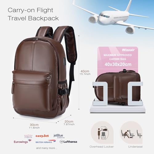 SPAHER Leder Rucksack Schulrucksack Reiserucksack Handgepäck Wizzair Easyjet Rucksack 15,6 Zoll Laptoprucksack Backpack Tagesrucksack Casual Backpack Daypack Geschenk für Damen Herren