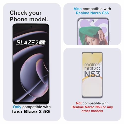 Image of Tempered Glass Screen Protector Compatible for Lava Blaze 2 with Edge to Edge Coverage and Easy Installation Kit, Pack of 1 (Lava Blaze 2)