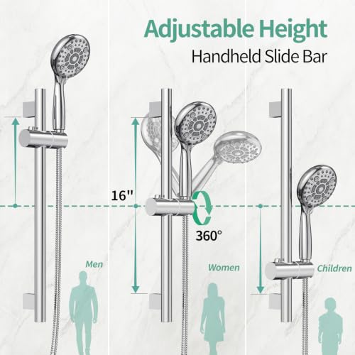 Image of SR SUN RISE 12 inch Shower Faucet Set with Shower Slide Bar,Polished Chrome