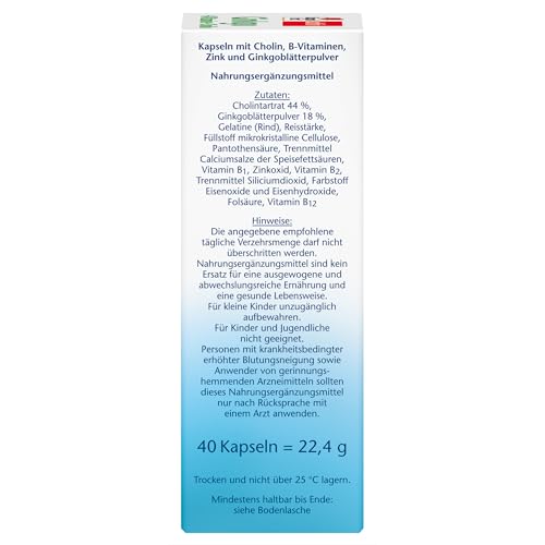 Doppelherz Ginkgo + B-Vitamine + Cholin - Mit Pantothensäure als Beitrag zur normalen geistigen Leistungsfähigkeit - 40 Kapseln 4