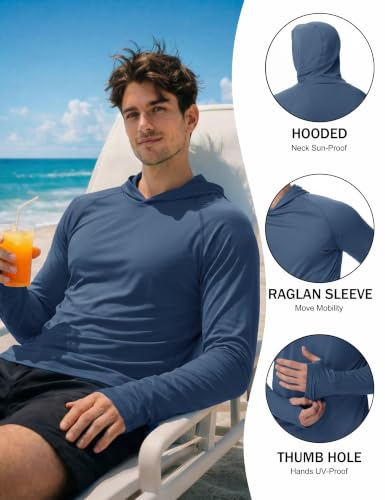Image of KEFITEVD Men's Sun Hoodie Long Sleeve Fishing UPF 50+ SPF Quick Dry Shirts