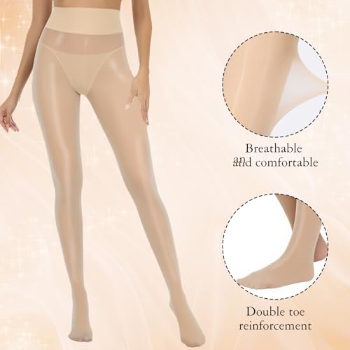 Image of Buauty Shimmer Tights for Women, Shiny Oil Pantyhose Stockings, Oil Bright Shaping Tight Ultra Shiny Sheer Tights High Waist