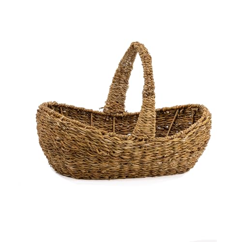 DARO DEKO Seegras Korb mit Henkel braun 43 x 27cm geflochten Aufbewahrungskorb Regalkorb sortieren Obst Gemüse