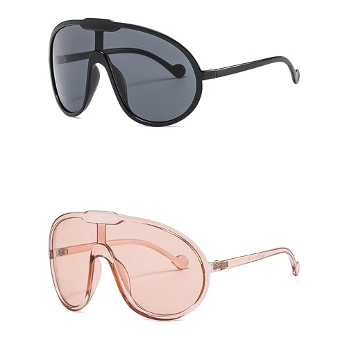 Oversized One Piece Aviator Sunglasses For Women Fashion Men Wrap Around UV400 Shield Goggles