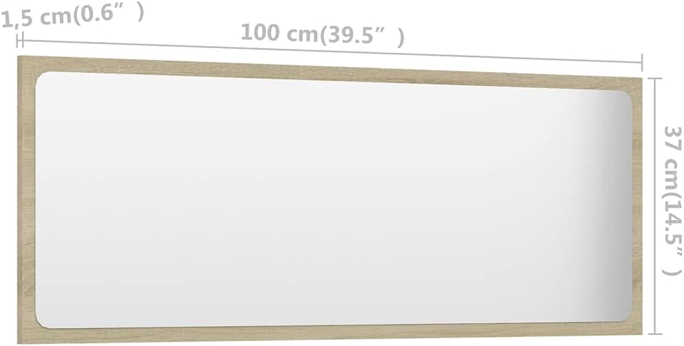 vidaXL Bathroom Mirror Vanity Unit Washroom Wall Furniture Home Decor Interior Hallway Bedroom Laundry Room Dressing 39.4" Sonoma Oak Engineered Wood