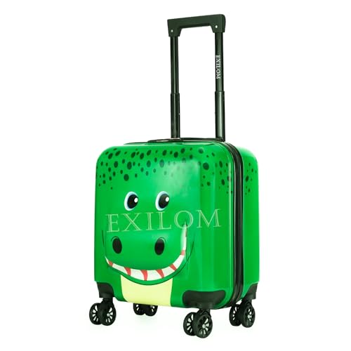 Image of Kids Carry On Luggage with Wheels, 18-inch Hard Shell Suitcase for Boys & Girls, Lightweight Toddler Rolling Travel Bag with Retractable Handle, Durable Hardside Spinner Suitcase for Airplane Travel