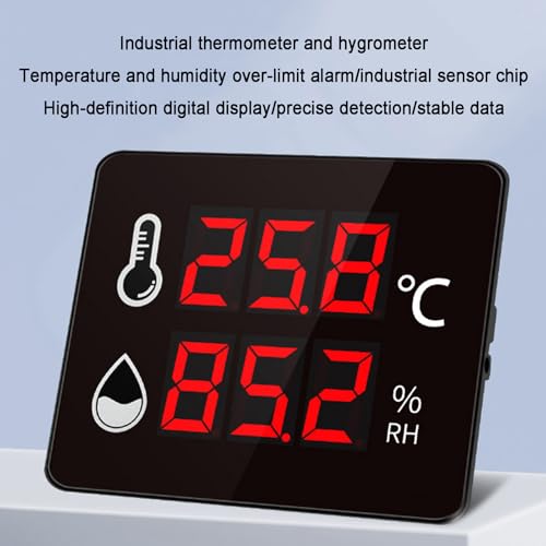 Medidor digital de temperatura y humedad con sensor de 3 m y soporte para uso en interiores y exteriores en aplicaciones industriales e invernaderos