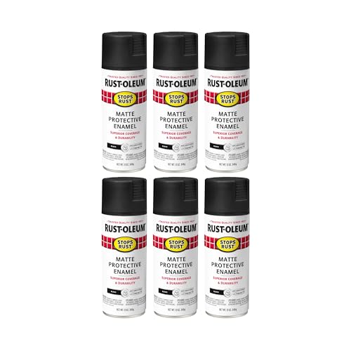 Image of Rust-Oleum 401641-6PK Stops Rust Spray Paint, 12 oz, Matte Black, 6 Pack