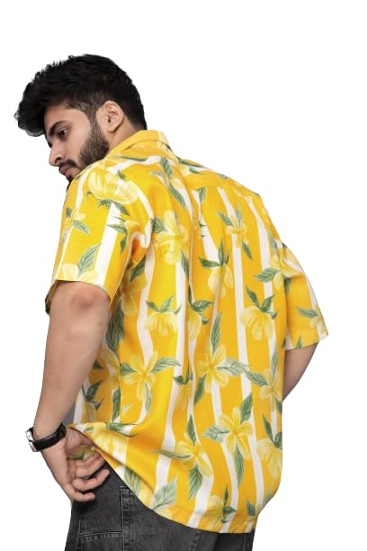 Image of Half Sleeve Relaxed Fit Men's Casual Shirt | Cotton Blend Oversized Shirts for Men Loose fit | Oversized Printed Shirts for Men | Men's Half Sleeve Relaxed Fit Shirt Fashion