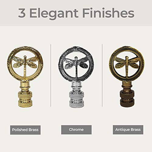 Image of Royal Designs, Inc. Decorative Hovering Dragonfly Finial for Lamp Shade, Antique Brass - Pack of 1