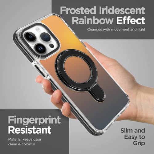 Image of Magnetic for iPhone 14 Pro Max Case with Stand [Compatible with Magsafe] [Fashion Fluorescent Design] [1 Screen Protector] Slim Translucent Matte Case for iPhone 14 Pro Max 6.7 inch 2022, Black