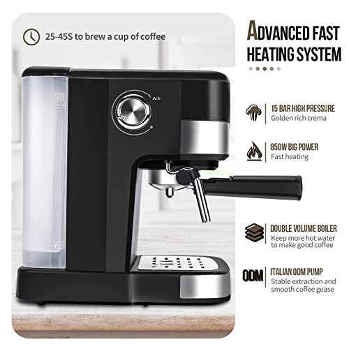 CuisinStar 15 Bar Espresso Coffee Machine with Milk Frother Wand Crazymos