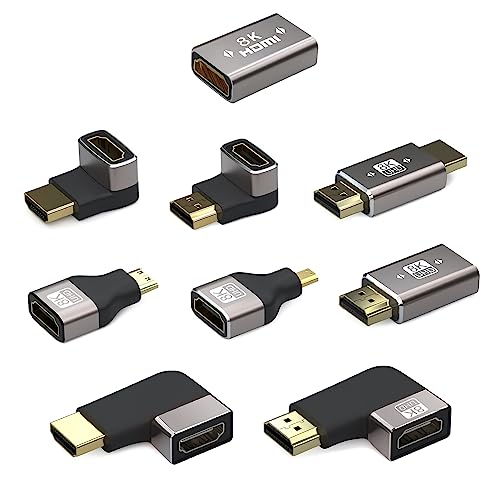 9 Pack Adaptador HDMI Ángulo Recto Macho a Hembra miniatura 1