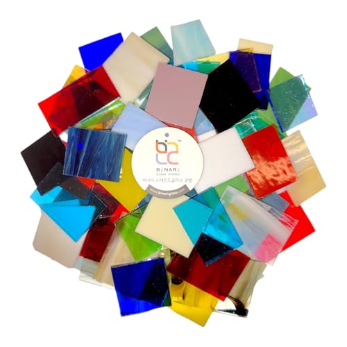 BiNARi | 1.5 LB Fusible Glass Scraps Pieces - Assorted Color COE 96 System 96 Variety Glass Shards for Fusing Mosaics & Kiln Art
