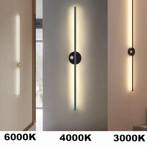 Apliques de pared LED largo de 100cm recargable con sensor movimiento negro luz cálida 5