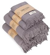 Sand Cloud Turkish Bath Towels Bundle for Bathroom, Set of 4 (Terra Grey) - Large Size - 100% Cer...