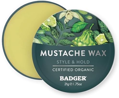 Badger Organic Mustache & Beard Wax, Medium Hold, .75 oz Tin