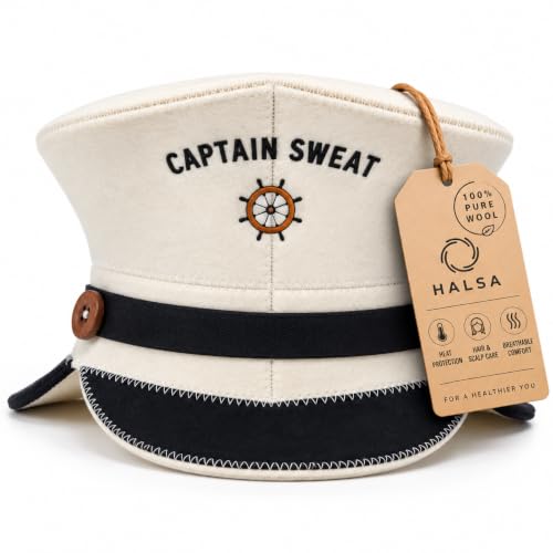 Halsa Sauna Hat – Captain Sweat 100% Wool Sauna Cap for Men & Women