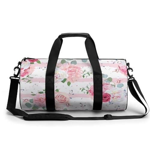 Sac de sport gym grand compartiment Pivoine Blanche duffel bag de randonnée